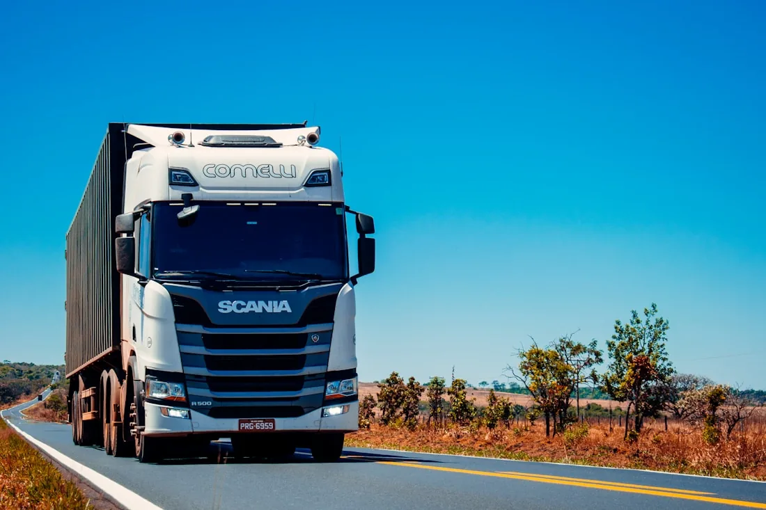 A freight lorry on an open road