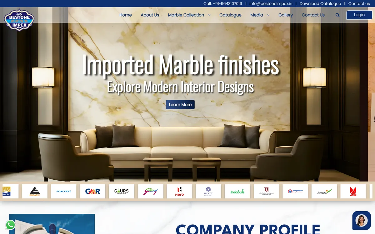 Bestone Impex marble and natural stone website home page