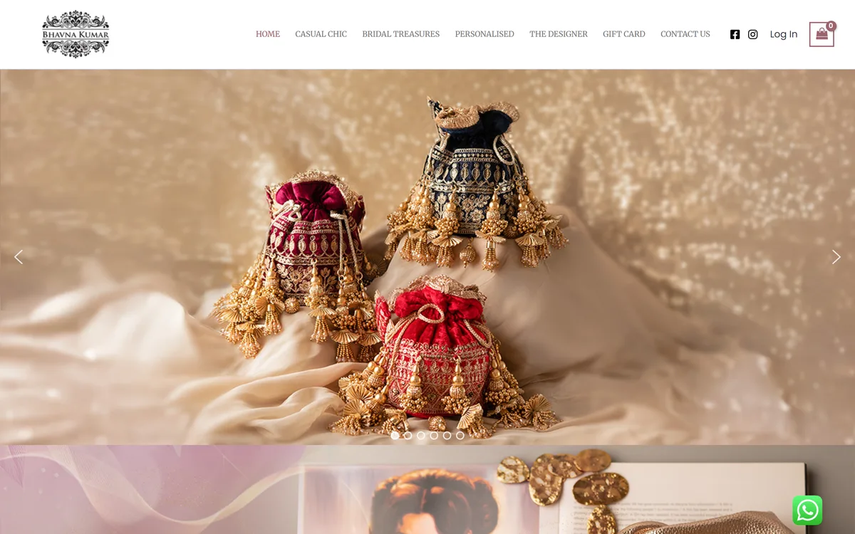 Bhavna Kumar clutches and potlis store home page