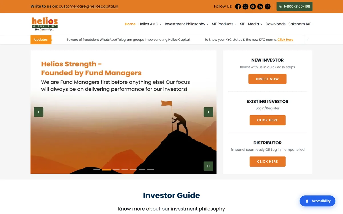 Helios Mutual Fund website home page