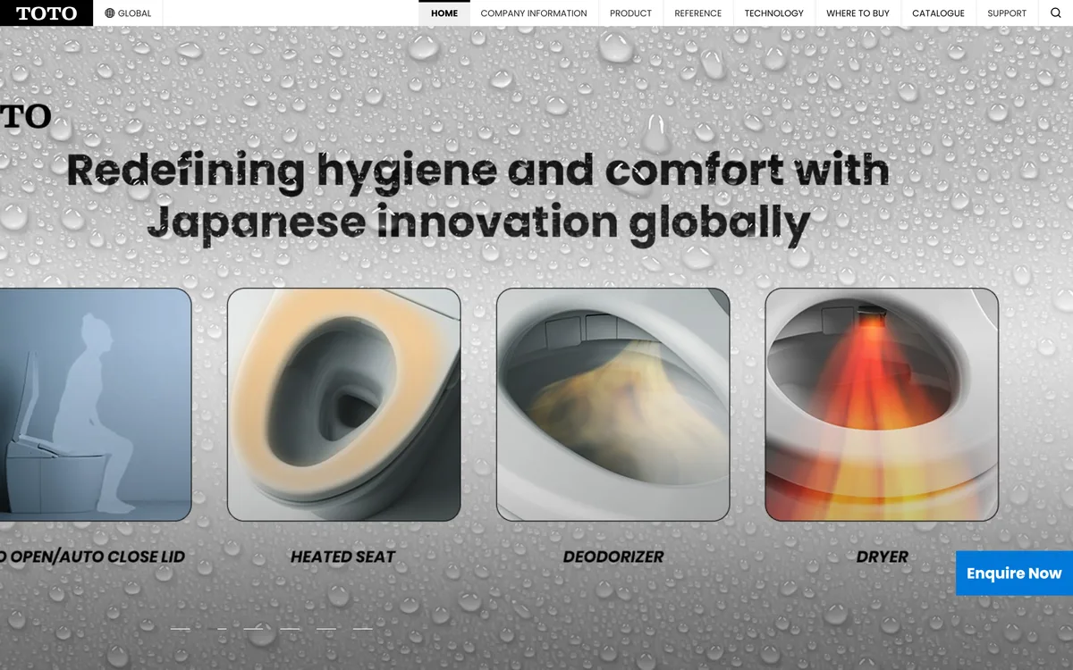 TOTO India sanitaryware website home page